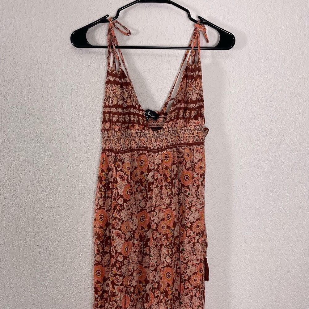 NWT Lulu’s Field Day Rust Orange Floral Maxi Dress - Picture 3 of 8